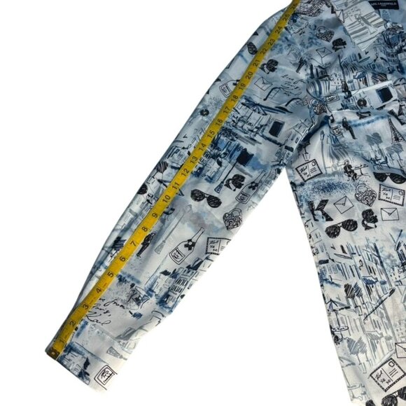 Karl Lagerfeld Paris Womens Graphic Print Long Sleeve Button-Down Shirt M 100% P - Picture 13 of 13